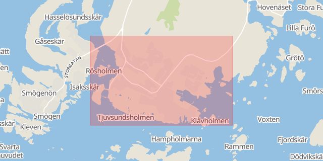 Karta som med röd fyrkant ramar in Kungshamn, Sotenäs, Västra Götalands län