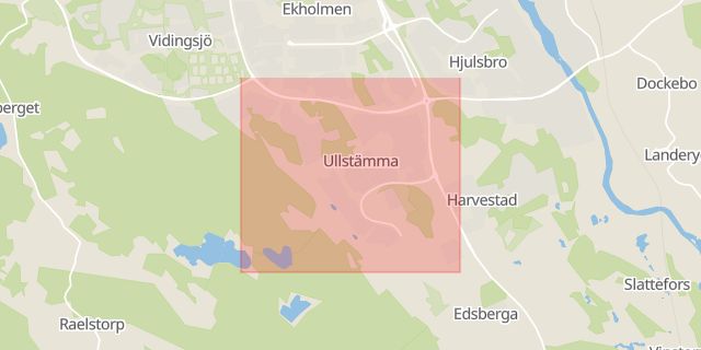 Karta som med röd fyrkant ramar in Ullstämma, Linköping, Östergötlands län