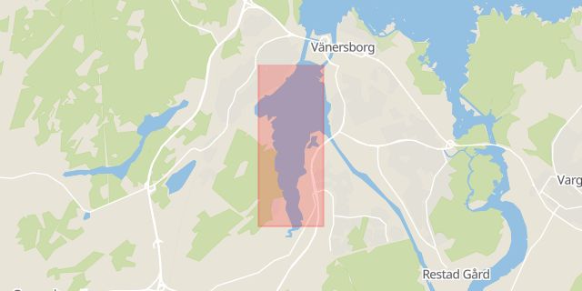 Karta som med röd fyrkant ramar in Vassbotten, Vänersborg, Västra Götalands län