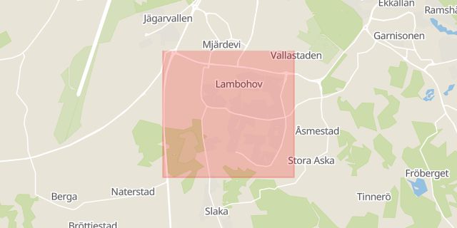 Karta som med röd fyrkant ramar in Lambohov, Linköping, Östergötlands län
