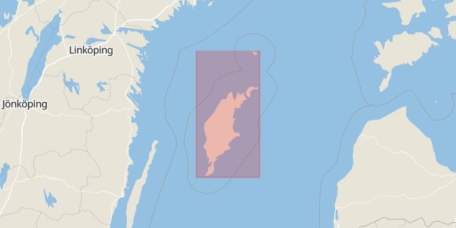 Karta som med röd fyrkant ramar in Gotland, Stockholms län, Gotlands län