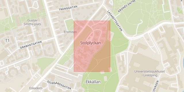 Karta som med röd fyrkant ramar in Föreningsgatan, Linköping, Östergötlands län