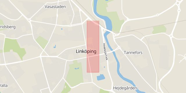 Karta som med röd fyrkant ramar in Repslagaregatan, Linköping, Östergötlands län