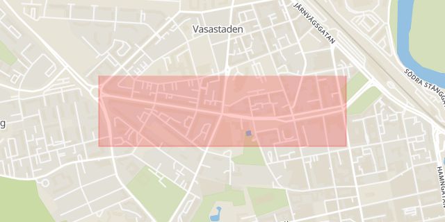 Karta som med röd fyrkant ramar in Vasavägen, Linköping, Östergötlands län
