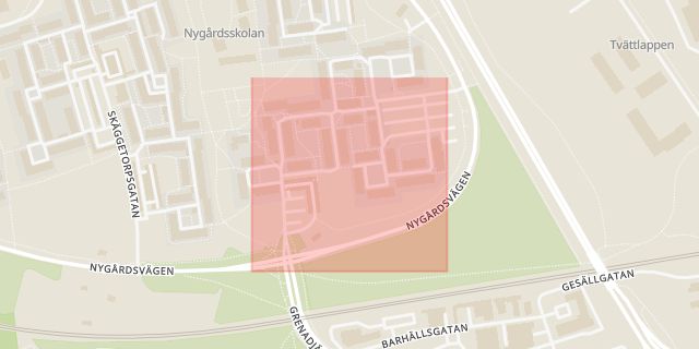 Karta som med röd fyrkant ramar in Rusthållaregården, Linköping, Östergötlands län