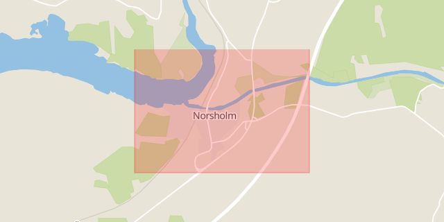 Karta som med röd fyrkant ramar in Norsholm, Norrköpings Kommun, Trafikplats Ingelsta, Norrköping, Östergötlands län
