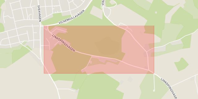 Karta som med röd fyrkant ramar in Linköping, Motala, Östergötlands län