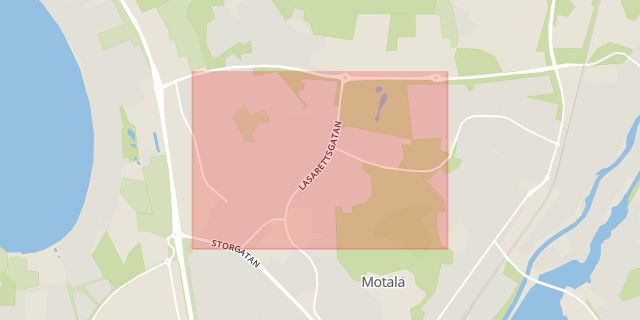 Karta som med röd fyrkant ramar in Ekön, Motala, Östergötlands län