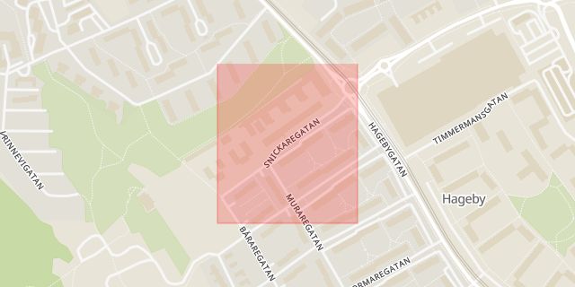 Karta som med röd fyrkant ramar in Hageby, Palestina, Kungsgatan, Snickaregatan, Norrköping, Östergötlands län