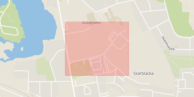 Karta som med röd fyrkant ramar in Östergötland, Folkets Husvägen, Skärblacka, Norrköping, Åtvidaberg, Bråbogatan, Marielund, Östergötlands län
