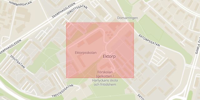 Karta som med röd fyrkant ramar in Stafettgatan, Norrköping, Östergötlands län