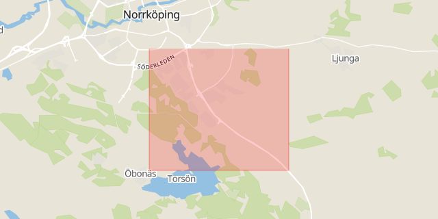 Karta som med röd fyrkant ramar in Hageby, Linda, Norrköping, Östergötlands län