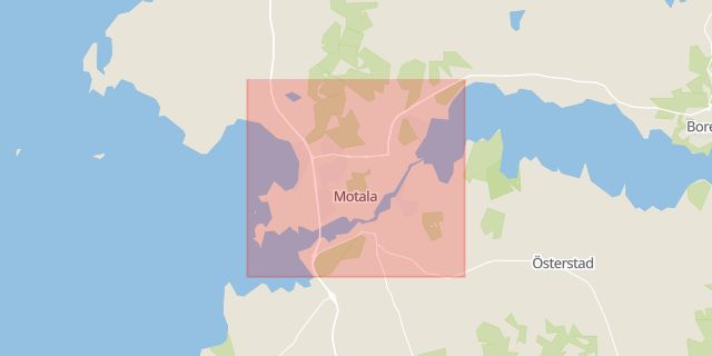Karta som med röd fyrkant ramar in Hända, Motala, Östergötlands län