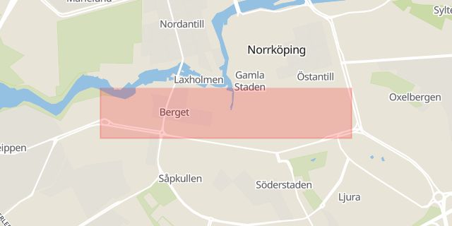 Karta som med röd fyrkant ramar in Persgatan, Norrköping, Östergötlands län