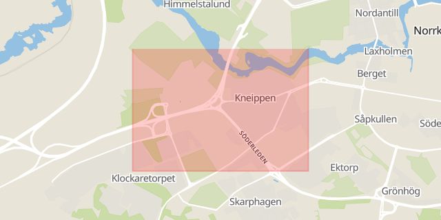 Karta som med röd fyrkant ramar in Skarphagen, Norrköping, Östergötlands län