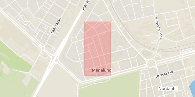 Karta som med röd fyrkant ramar in Värmlandsgatan, Norrköping, Östergötlands län