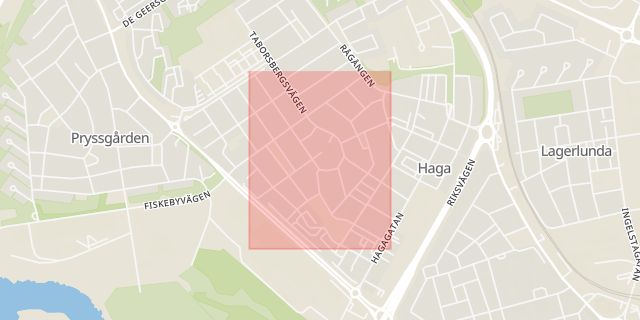 Karta som med röd fyrkant ramar in Enebymovägen, Norrköping, Östergötlands län