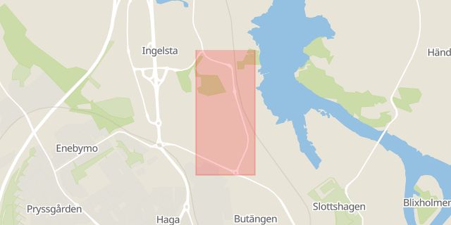 Karta som med röd fyrkant ramar in Malmgatan, Norrköping, Östergötlands län