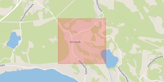 Karta som med röd fyrkant ramar in Krokek, Norrköping, Östergötlands län