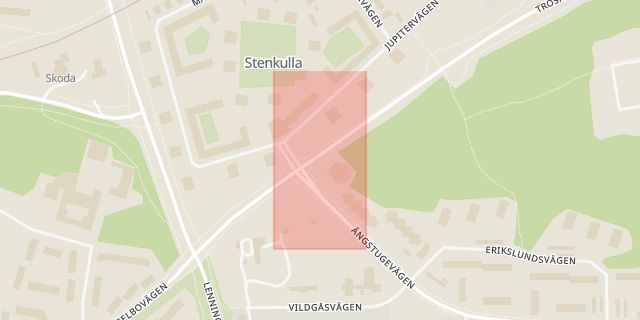 Karta som med röd fyrkant ramar in Stenkulla, Nyköping, Södermanlands län