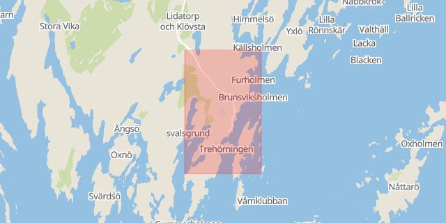 Karta som med röd fyrkant ramar in Nynäshamns Kommun, Landfjärden, Nynäshamn, Stockholms län