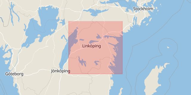 Karta som med röd fyrkant ramar in Linköpings Tingsrätt, Stockholm, Sillekrog, Östergötland, Östergötlands län