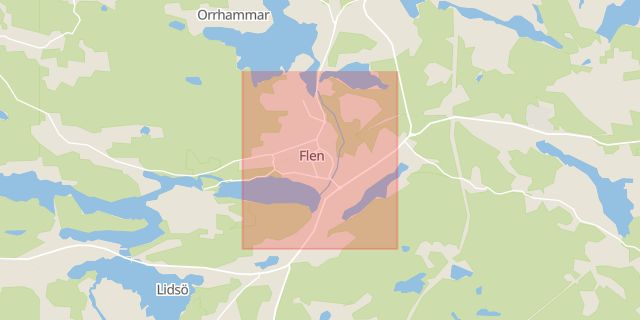 Karta som med röd fyrkant ramar in Flens Kommun, Flen, Södermanlands län