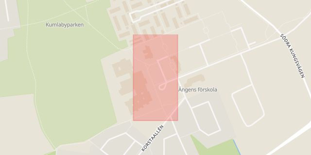 Karta som med röd fyrkant ramar in Kumlaby, Kumla, Örebro län