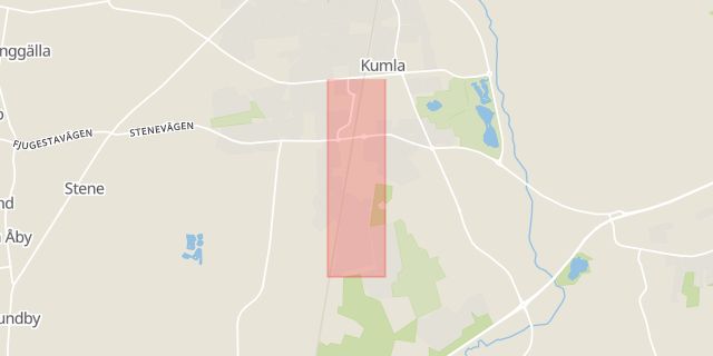 Karta som med röd fyrkant ramar in Köpmangatan, Kumla, Örebro län