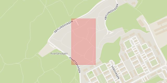 Karta som med röd fyrkant ramar in Åbylund, Västerhaninge, Haninge, Stockholms län