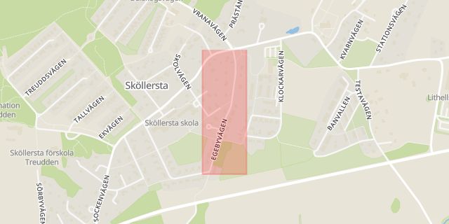 Karta som med röd fyrkant ramar in Sköllersta, Egebyvägen, Hallsberg, Örebro län
