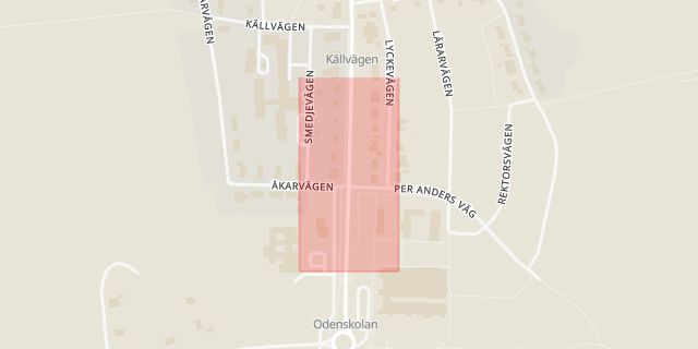 Karta som med röd fyrkant ramar in Karlskoga, Örebro, Odensbacken, Örebro län