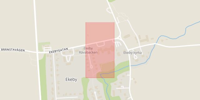 Karta som med röd fyrkant ramar in Ekeby Förskola, Ekebygatan, Kumla, Örebro län