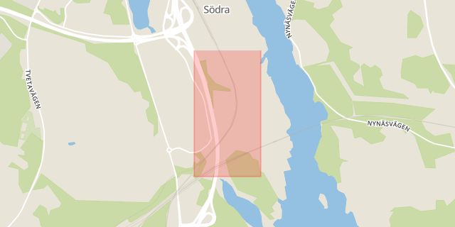 Karta som med röd fyrkant ramar in Sydhamnsvägen, Oljan, Södertälje, Stockholms län