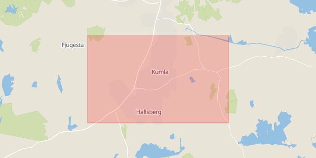Karta som med röd fyrkant ramar in Kumla Kommun, Örebro Kommun, Örebro, Örebro län