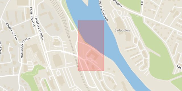 Karta som med röd fyrkant ramar in Gästhamnen, Södertälje, Stockholms län