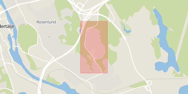 Karta som med röd fyrkant ramar in Fornhöjden, Södertälje, Stockholms län