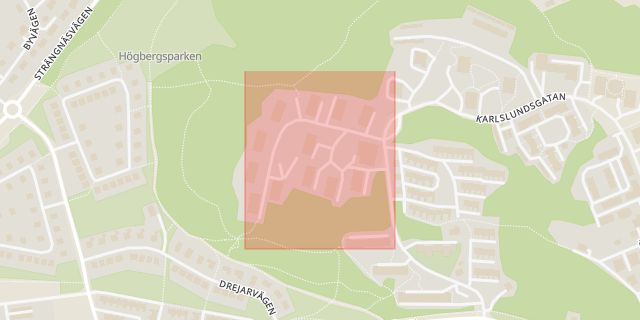 Karta som med röd fyrkant ramar in Orrstigen, Södertälje, Stockholms län