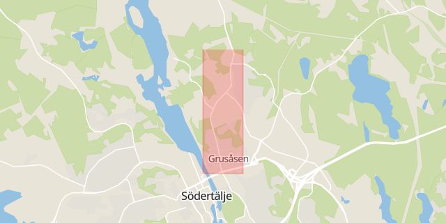 Karta som med röd fyrkant ramar in Birkavägen, Södertälje, Stockholms län