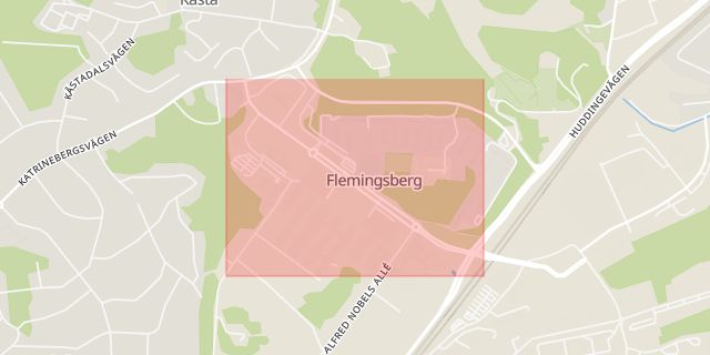 Karta som med röd fyrkant ramar in Hälsovägen, Huddinge, Stockholms län