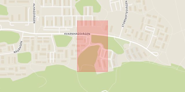 Karta som med röd fyrkant ramar in Klyvningsvägen, Botkyrka, Stockholms län