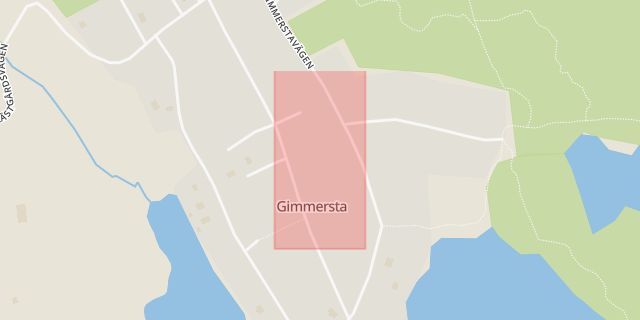 Karta som med röd fyrkant ramar in Gimmersta, Albysjön, Tyresö, Stockholms län