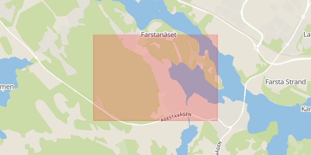 Karta som med röd fyrkant ramar in Farstanäset, Stockholm, Stockholms län