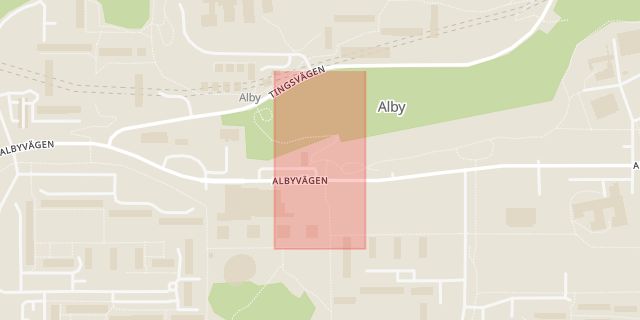 Karta som med röd fyrkant ramar in Alby, Kumla Gårdsväg, Botkyrka, Stockholms län