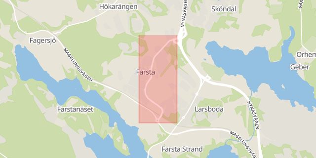 Karta som med röd fyrkant ramar in Farstavägen, Stockholm, Stockholms län