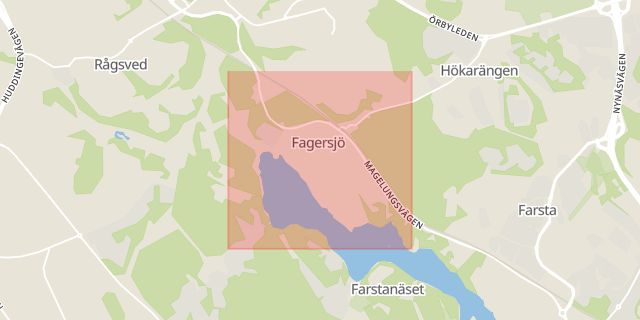 Karta som med röd fyrkant ramar in Fagersjö, Sälen, Stockholm, Stockholms län