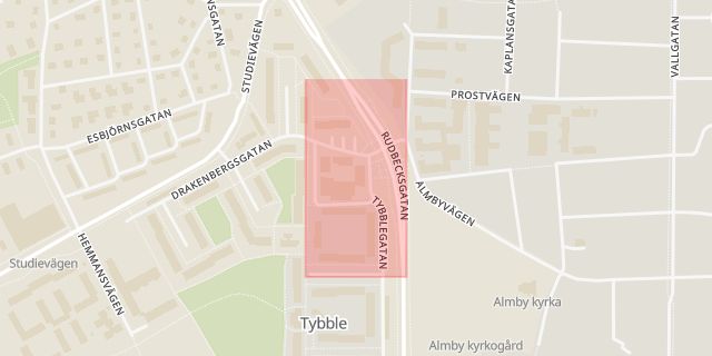 Karta som med röd fyrkant ramar in Tybble, Örebro, Örebro län