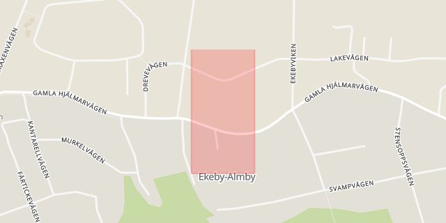 Karta som med röd fyrkant ramar in Ekeby, Almby, Örebro, Örebro län