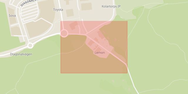 Karta som med röd fyrkant ramar in Segeltorp, Ryttarhalsvägen, Kungens Kurva, Huddinge, Stockholms län