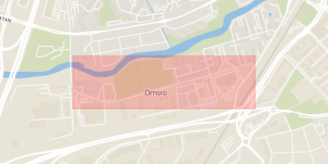 Karta som med röd fyrkant ramar in Idrottsvägen, Örnsro, Örebro, Örebro län